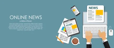 Online News Vector illustration. Flat computing background イラスト素材