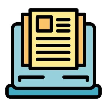 Online newspaper icon vector flat Illustrazione stock