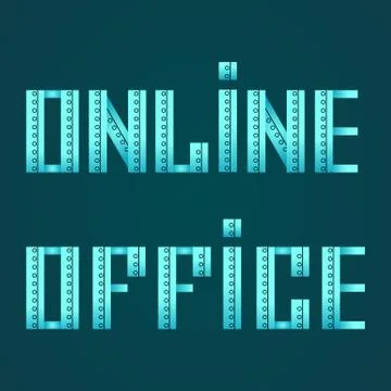 Online office text on blue backdrop for remote job vacancy. Stock Illustration