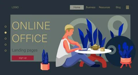 Online office text on grey backdrop for college or social banner. Stock Illustration