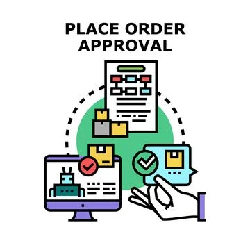 Online order approval process with digital document management Stock Illustration