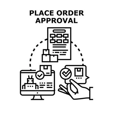 Online order approval process with digital document management Stock Illustration