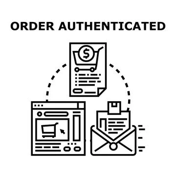 Online order authenticated digital confirmation process Stock Illustration