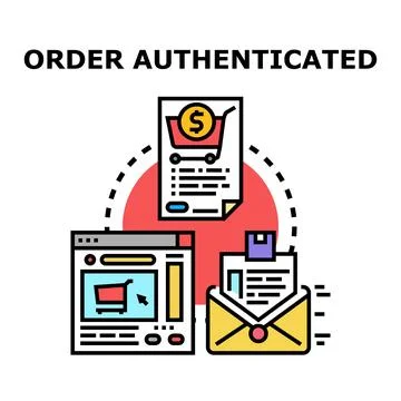 Online order authenticated digital confirmation process Stock Illustration
