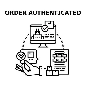 Online order authentication process with secure digital delivery Stock Illustration