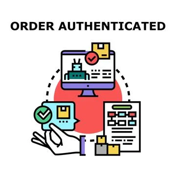 Online order authentication process with secure digital delivery Stock Illustration