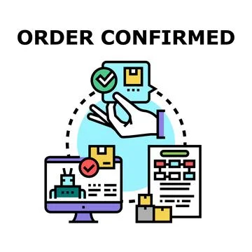 Online order confirmed process tracking delivery concept Stock Illustration