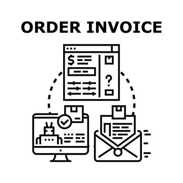 Online order invoice processing delivery concept Stock Illustration