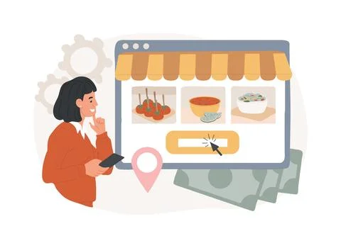 Online order isolated concept vector illustration. Ilustración de archivo