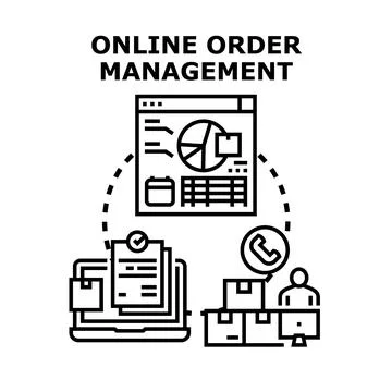 Online order management system concept illustrating digital e commerce busine Stock Illustration