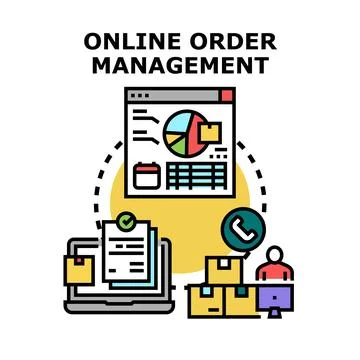Online order management system concept illustrating digital e commerce busine Stock Illustration