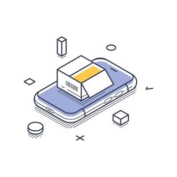 Online Order Parcel Tracking On Smartphone Isometric Vector Illustration Stock Illustration