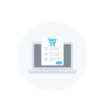 Online order, purchase, e-commerce and shopping vector Illustrazione stock