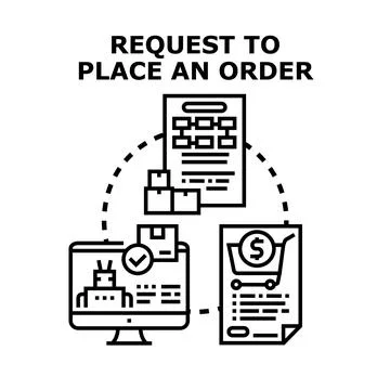 Online order request placing using digital process Stock Illustration