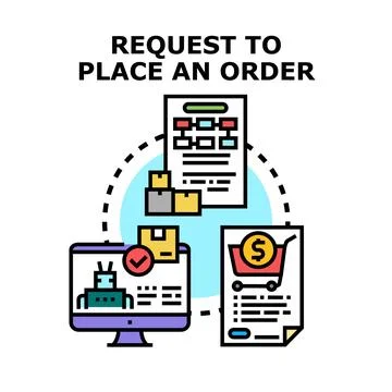 Online order request placing using digital process 库存插图