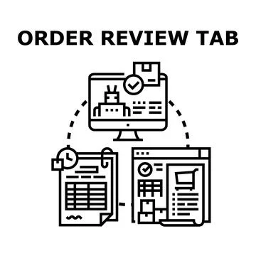 Online order review tab process concept Stock Illustration