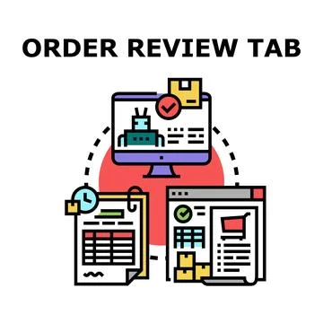 Online order review tab process concept Stock Illustration