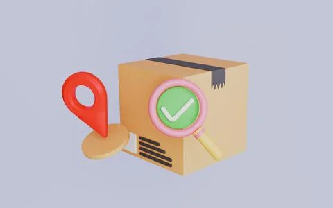 Online Order Shipment Status, Package Delivery Tracking with Location Pin Stockillustratie
