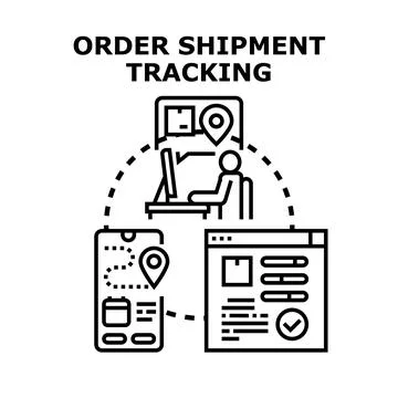 Online order shipment tracking process controlling logistics Stock Illustration