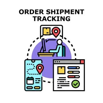 Online order shipment tracking process controlling logistics Stock-Illustration