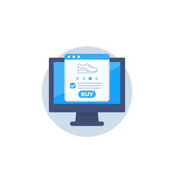 Online order, shoe store, e-commerce and shopping vector icon Stock Illustration