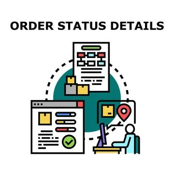 Online order status with tracking and delivery details Stock Illustration