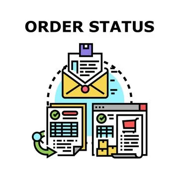 Online order status updating system tracking delivery Stock Illustration