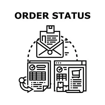 Online order status updating system tracking delivery Stock Illustration