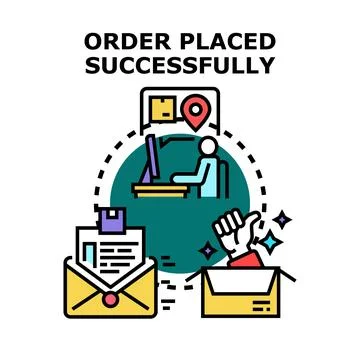 Online order successfully completing delivery process concept 스톡 일러스트