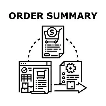 Online order summary process for e commerce business 库存插图