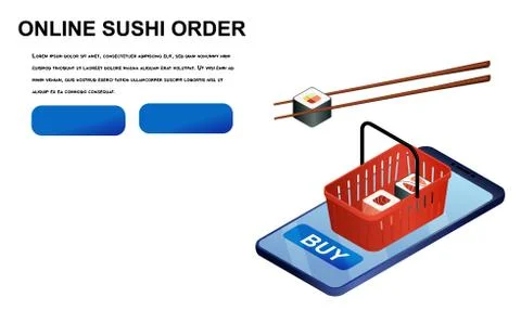 Online order sushi isometric vector illustration Illustrazione stock