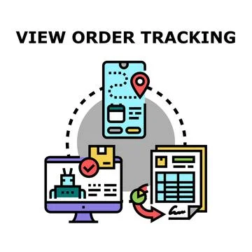 Online order tracking using mobile and computer devices Stock Illustration