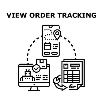 Online order tracking using mobile and computer devices Illustrazione stock