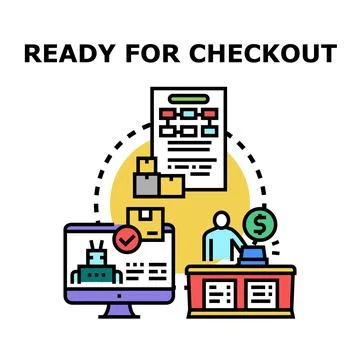 Online ordering checkout payment and delivery process Stock Illustration