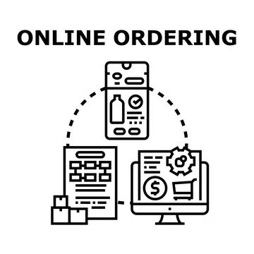 Online ordering process accessing digital shopping services Stockillustratie