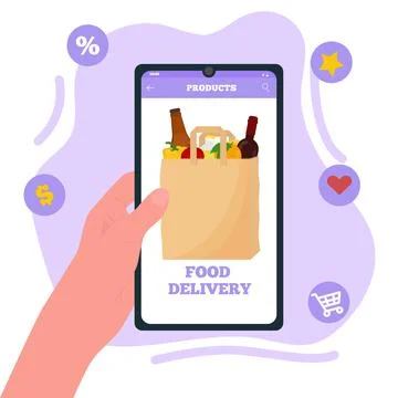 Online ordering of products. Flat vector illustration Stock Illustration