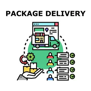 Online package delivery service tracking logistics concept Stock Illustration