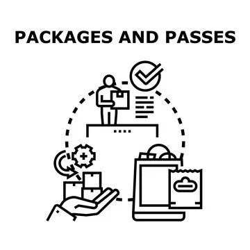 Online package delivery system completing customer orders Stock Illustration