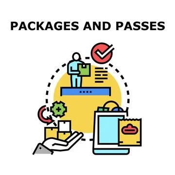 Online package delivery system completing customer orders Stock Illustration