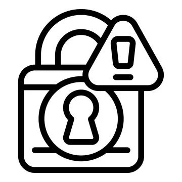 Online padlock icon outline vector. Threat virus Stock Illustration