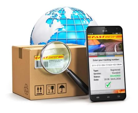 Online parcel tracking concept 스톡 일러스트