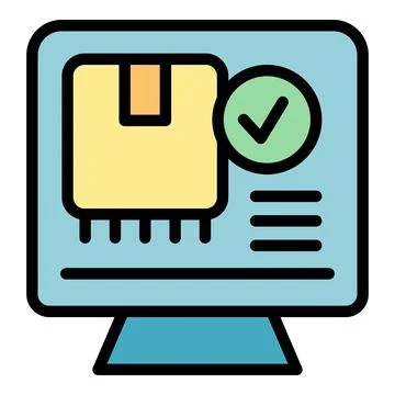 Online parcel tracking icon vector flat Stock Illustration