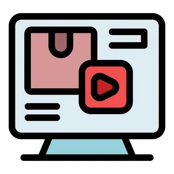 Online parcel tracking system with integrated video playback on computer scre Stockillustratie