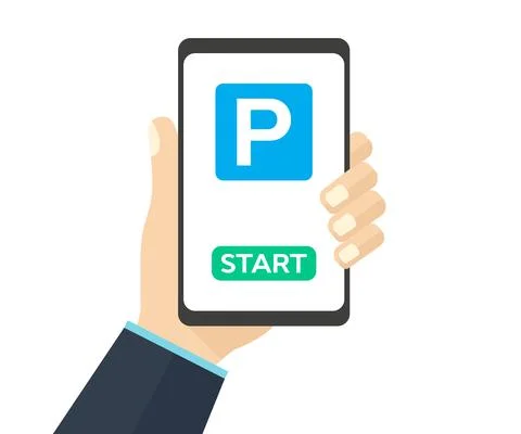 Online parking payment application, city parking logo design. Stock Illustration