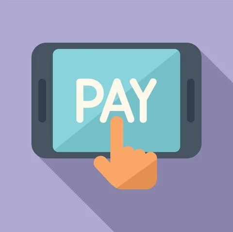 Online pay icon flat vector. Internet store Stock Illustration