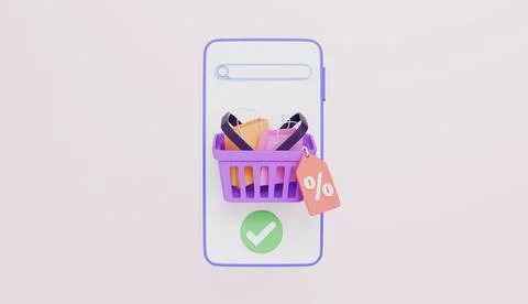 Online payment and delivery with floating elements, online shop, shopping Stock Illustration