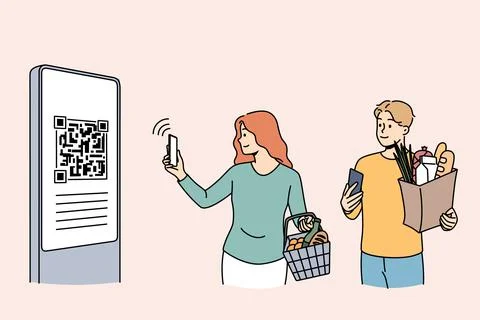 Online payment and qr code concept 스톡 일러스트