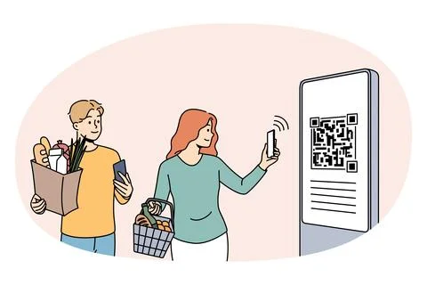 Online payment and qr code concept 스톡 일러스트