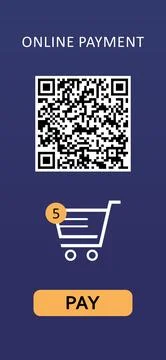 Online payment application screen showing QR code, shopping card and Pay bu.. 写真素材