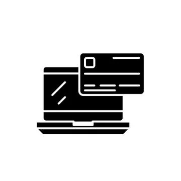 Online payment black icon, vector sign on isolated background. Online payment Stock Illustration